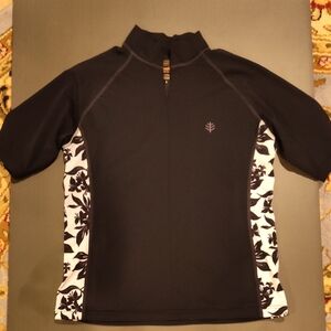 Coolibar Black and White Short Sleeve Tee with Geometric Panels